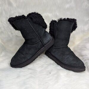 UGG Swarovski Bailey Button Bling Black Classic Calf Boots Women's Size US 8